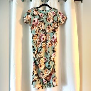 Pinkblush Maternity Teal Floral Above Knee Mini Dress S